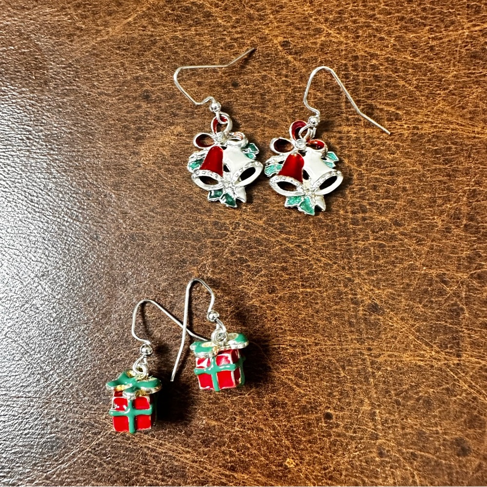 Holiday metal pierced Earring set of two